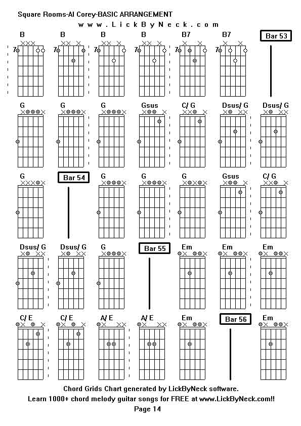 Chord Grids Chart of chord melody fingerstyle guitar song-Square Rooms-Al Corey-BASIC ARRANGEMENT,generated by LickByNeck software.